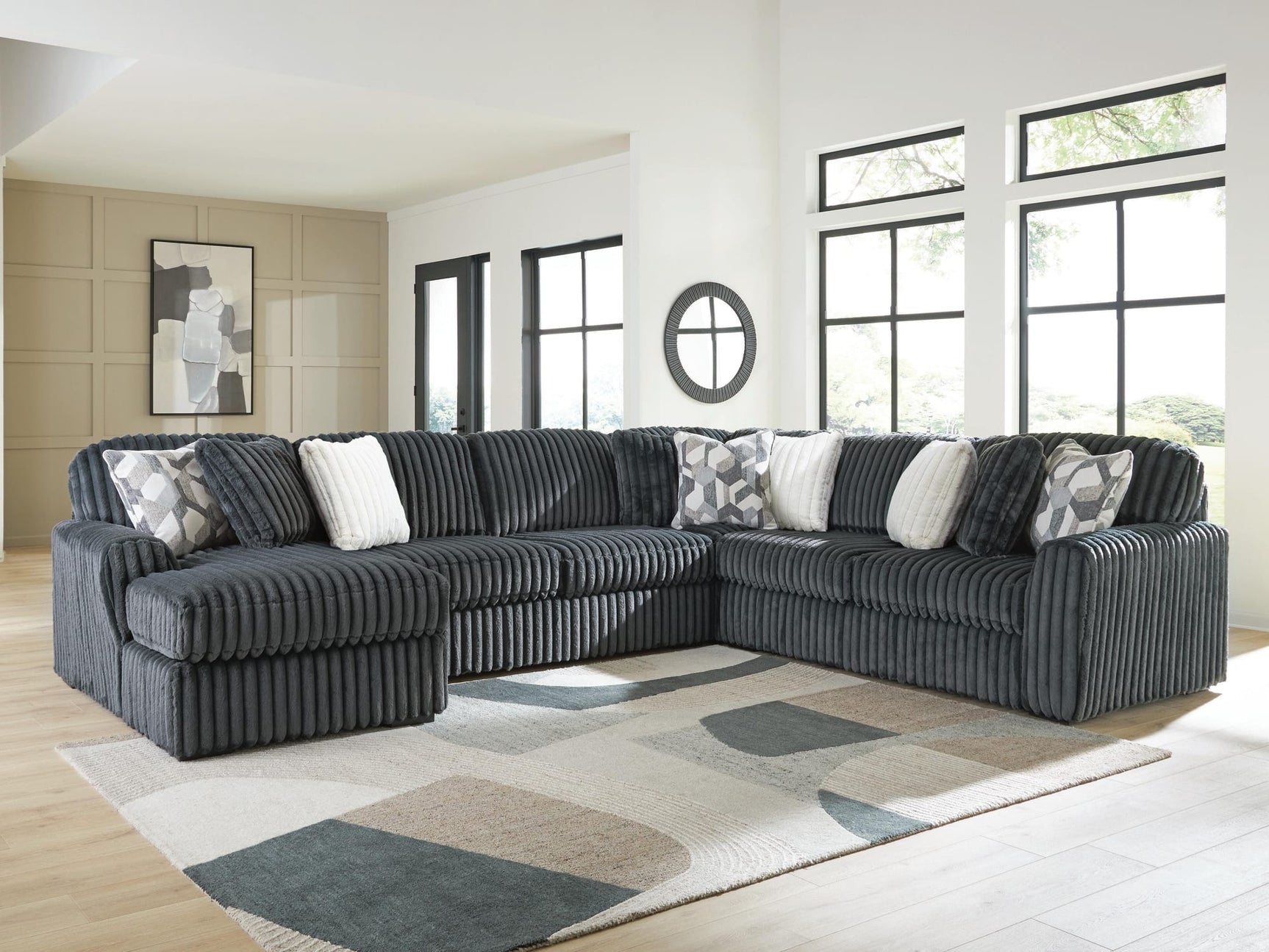Midnight-Madness Gunmetal 4-Piece Sectional with Chaise from Ella Furniture