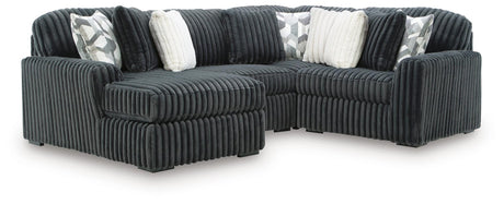 Midnight-Madness Gunmetal 4-Piece Sectional with Chaise from Ella Furniture
