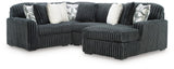 Midnight-Madness Gunmetal 4-Piece Sectional with Chaise from Ella Furniture