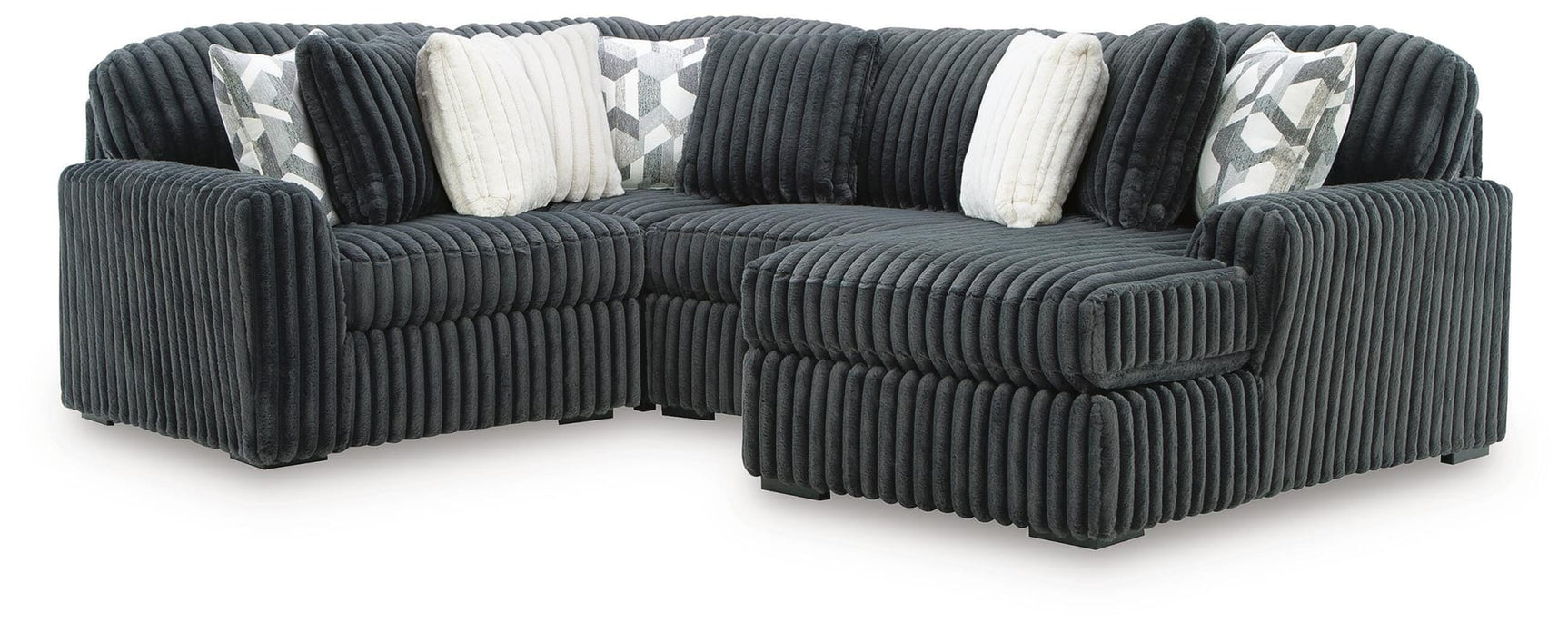 Midnight-Madness Gunmetal 4-Piece Sectional with Chaise from Ella Furniture