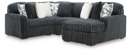 Midnight-Madness Gunmetal 4-Piece Sectional with Chaise from Ella Furniture