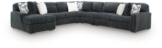 Midnight-Madness Gunmetal 5-Piece Sectional with Chaise from Ella Furniture