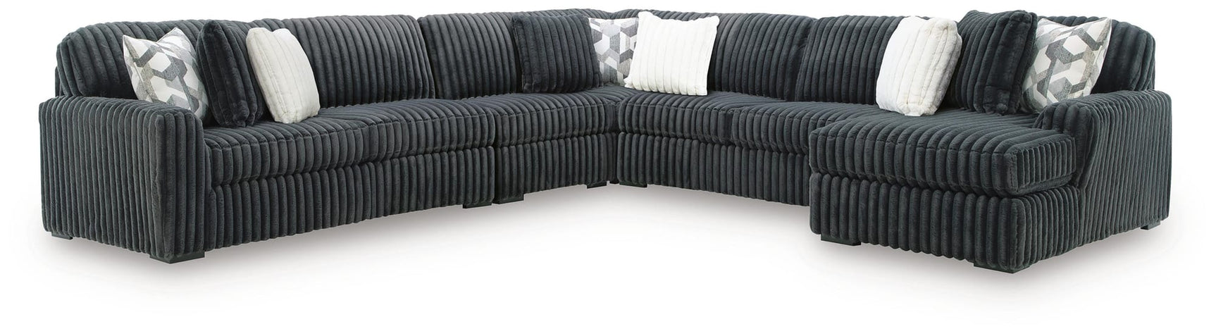 Midnight-Madness Gunmetal 5-Piece Sectional with Chaise from Ella Furniture
