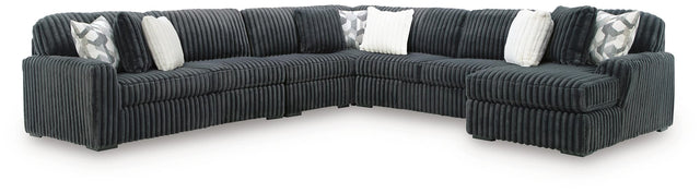 Midnight-Madness Gunmetal 5-Piece Sectional with Chaise from Ella Furniture