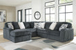 Midnight-Madness Gunmetal 5-Piece Sectional with Chaise from Ella Furniture