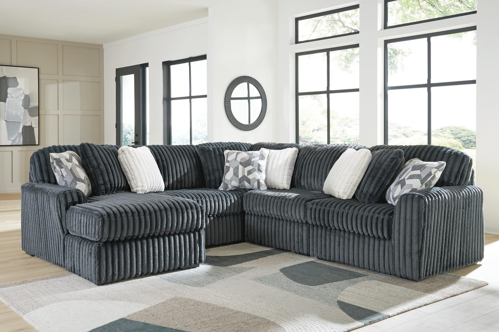Midnight-Madness Gunmetal 5-Piece Sectional with Chaise from Ella Furniture