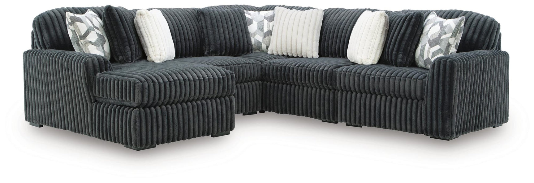 Midnight-Madness Gunmetal 5-Piece Sectional with Chaise view 2