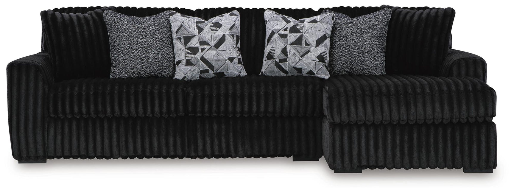 Midnight-Madness Onyx Velvet 2-Piece Sectional Sofa with Chaise view 2