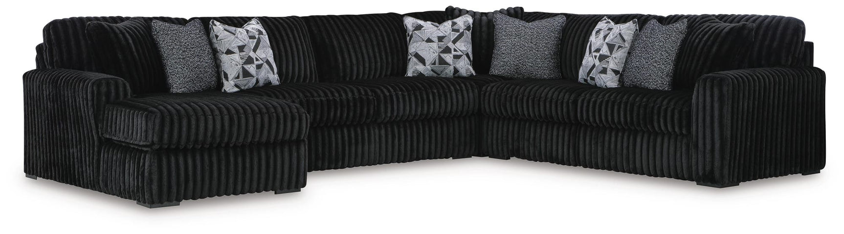 Midnight-Madness Onyx Velvet 4-Piece Sectional with Chaise view 2