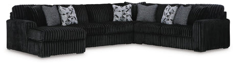 Midnight-Madness Onyx Velvet 4-Piece Sectional with Chaise view 2