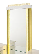 Mika Ultra-Modern Faux White Marble Bedroom Set with Warm Gold Veining and LED Ambient Lighting view 5