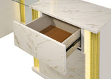 Mika Ultra-Modern Faux White Marble Bedroom Set with Warm Gold Veining and LED Ambient Lighting view 9