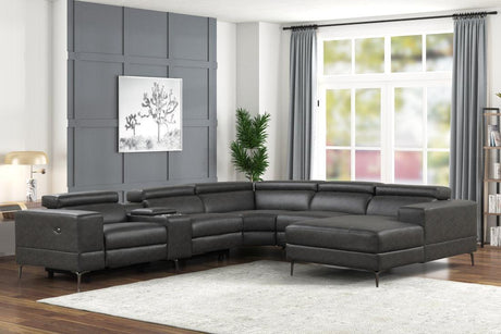 Milano Gray- 6Pc Power Reclining Sectional - Ella Furniture