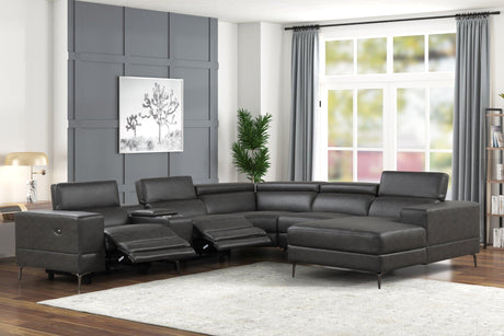 Milano Gray- 6Pc Power Reclining Sectional - Ella Furniture