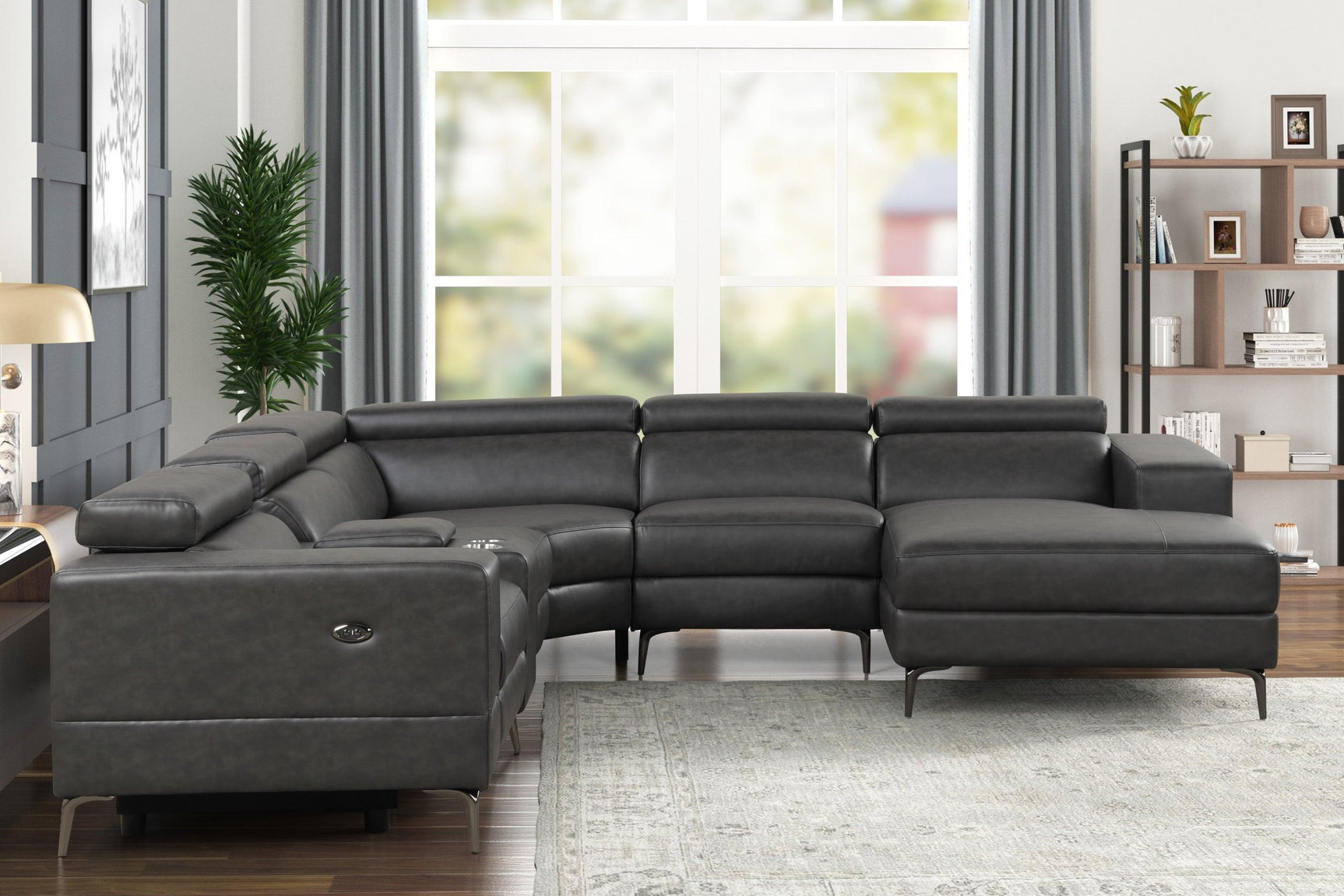 Milano Gray- 6Pc Power Reclining Sectional - Ella Furniture