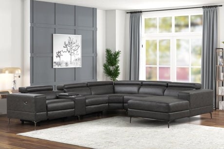 Milano Gray- 6Pc Power Reclining Sectional - Ella Furniture