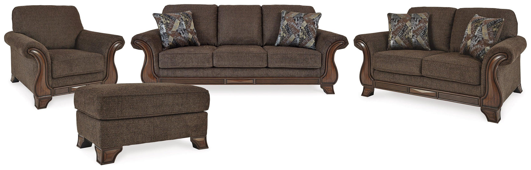 Miltonwood Teak Sofa, Loveseat, Chair And Ottoman - Ella Furniture