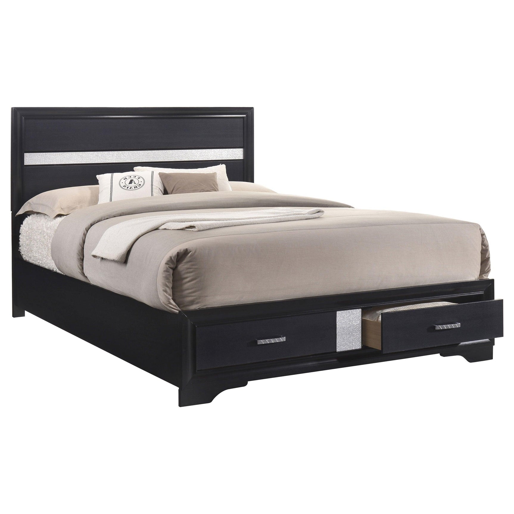 Miranda Storage Black Bedroom Set - Ella Furniture