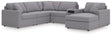 Modmax Granite Performance Fabric,Next-Gen Nuvella™ 6-Piece Sectional with Audio System and Chaise from Ella Furniture