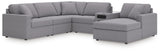 Modmax Granite Performance Fabric,Next-Gen Nuvella™ 6-Piece Sectional with Audio System and Chaise from Ella Furniture