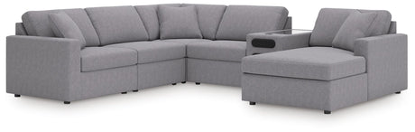 Modmax Granite Performance Fabric,Next-Gen Nuvella™ 6-Piece Sectional with Audio System and Chaise view 2