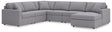 Modmax Granite Performance Fabric,Next-Gen Nuvella™ 6-Piece Sectional with Chaise from Ella Furniture