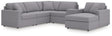 Modmax Granite Performance Fabric,Next-Gen Nuvella™ 6-Piece Sectional with Chaise from Ella Furniture