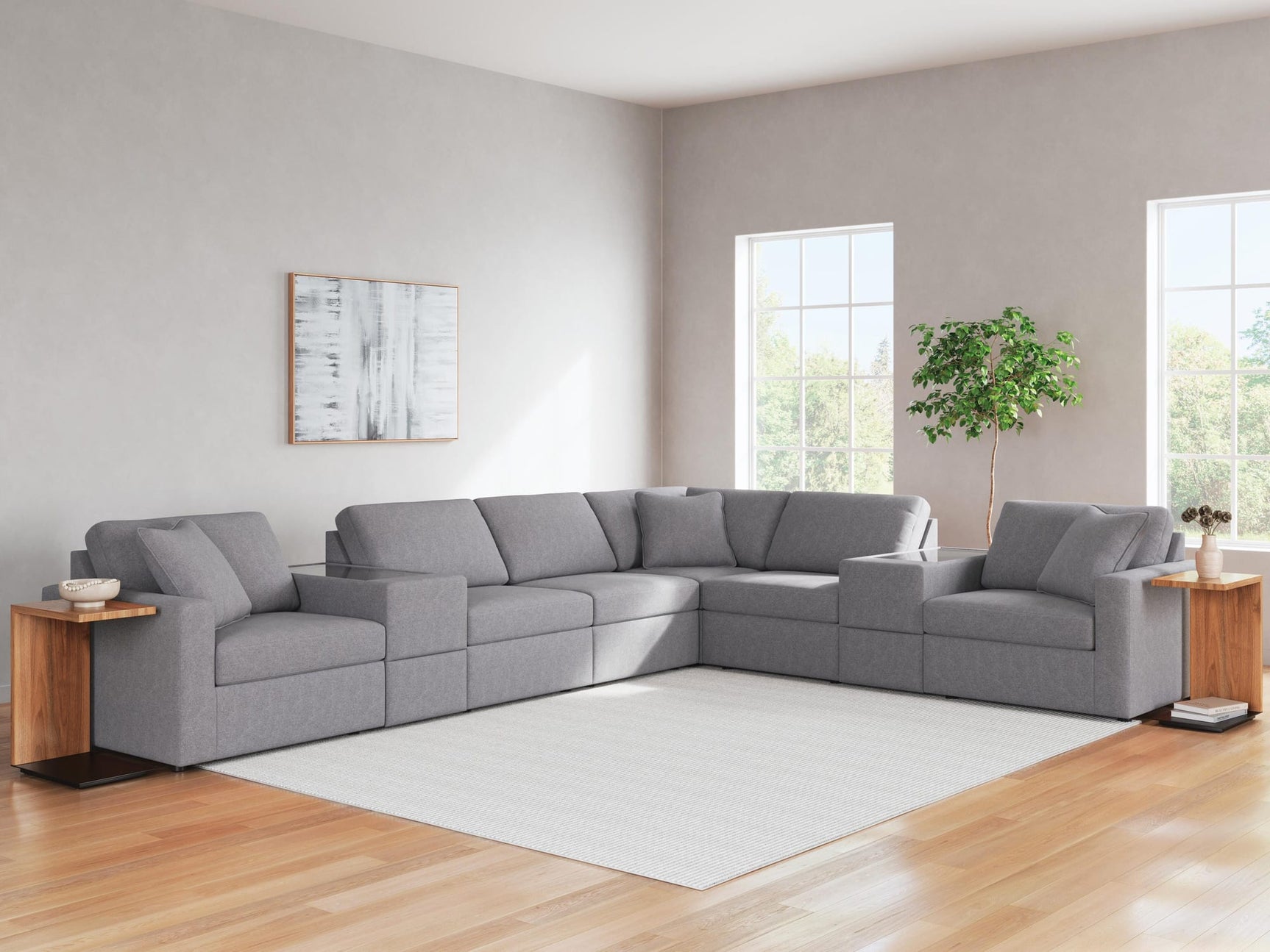 Modmax Granite Performance Fabric,Next-Gen Nuvella™ 8-Piece Sectional from Ella Furniture