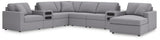 Modmax Granite Performance Fabric,Next-Gen Nuvella™ 8-Piece Sectional with Audio System and Chaise view 2