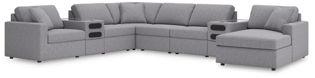 Modmax Granite Performance Fabric,Next-Gen Nuvella™ 8-Piece Sectional with Audio System and Chaise view 2