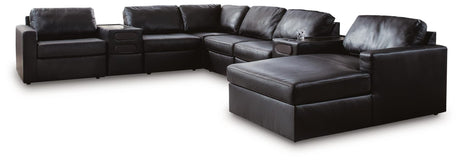 Modmax II Black Leather 8-Piece Sectional with Chaise and Audio Consoles view 3