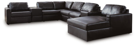 Modmax II Black Leather 8-Piece Sectional with Chaise and Storage Consoles view 3