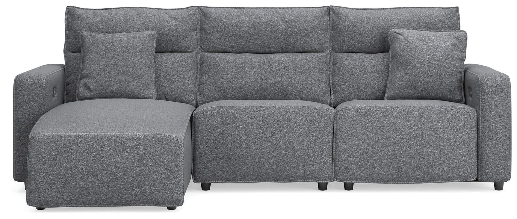 Modmax II Salt and Pepper Next-Gen Nuvella™ 3-Piece Reclining Sofa Chaise from Ella Furniture