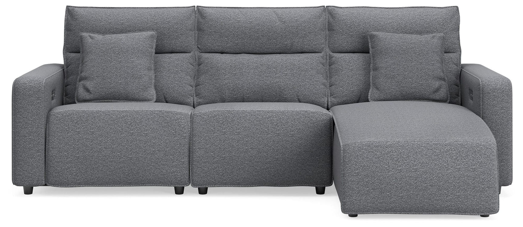 Modmax II Salt and Pepper Next-Gen Nuvella™ 3-Piece Reclining Sofa Chaise from Ella Furniture