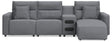 Modmax II Salt and Pepper Next-Gen Nuvella™ 4-Piece Reclining Sectional with Chaise and Audio Console from Ella Furniture