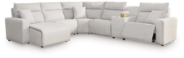 Modmax II Stone 6-Piece Power Reclining Sectional with Chaise and Console from Ella Furniture
