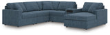 Modmax Ink Performance Fabric,Next-Gen Nuvella™ 6-Piece Sectional with Audio System and Chaise from Ella Furniture