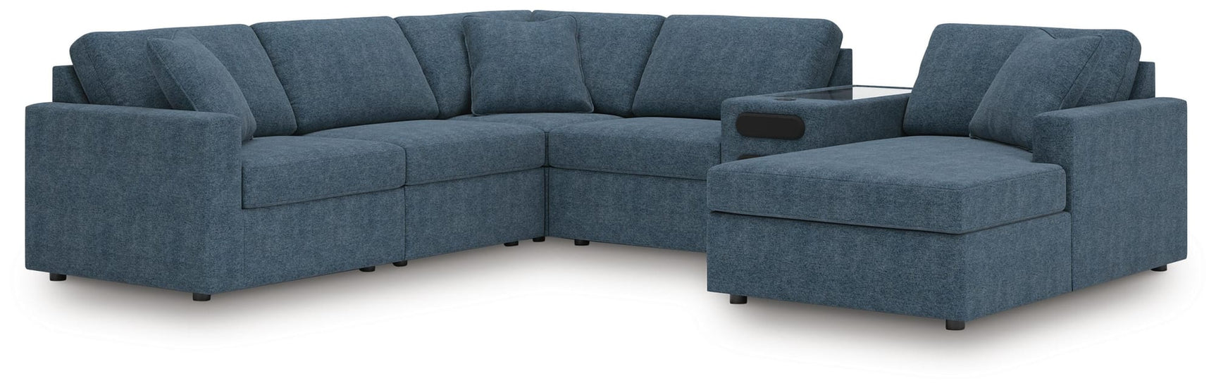 Modmax Ink Performance Fabric,Next-Gen Nuvella™ 6-Piece Sectional with Audio System and Chaise from Ella Furniture