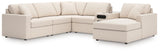 Modmax Oyster Performance Fabric,Next-Gen Nuvella™ 6-Piece Sectional with Audio System and Chaise from Ella Furniture