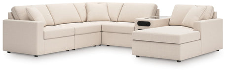 Modmax Oyster Performance Fabric,Next-Gen Nuvella™ 6-Piece Sectional with Audio System and Chaise from Ella Furniture