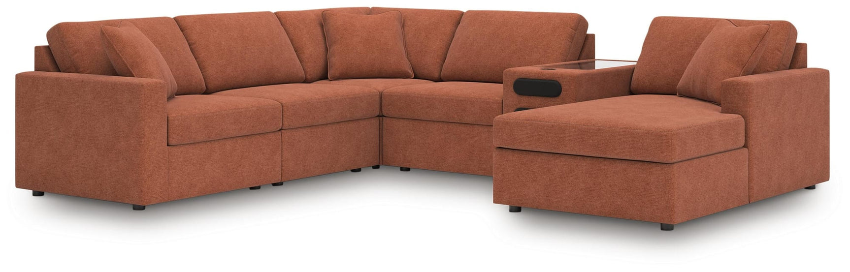 Modmax Spice Performance Fabric,Next-Gen Nuvella™ 6-Piece Sectional with Audio System and Chaise from Ella Furniture