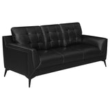 MOIRA Moira 2-piece Upholstered Wedge Arm Tufted Sofa Set Black 511131-S2 - Ella Furniture