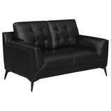 MOIRA Moira 3-piece Upholstered Wedge Arm Tufted Sofa Set Black 511131-S3 - Ella Furniture