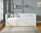 Molly White Dove Modern Solid Wood Velvet Upholstered Trundle Daybed - Ella Furniture