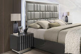 Mona Gray Upholstered LED Bedroom Set - Ella Furniture