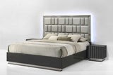Mona Gray Upholstered LED Bedroom Set - Ella Furniture