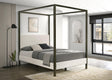 Monroe Upholstered Queen Canopy Platform Bed Vanilla And Bronze 300834Q - Ella Furniture