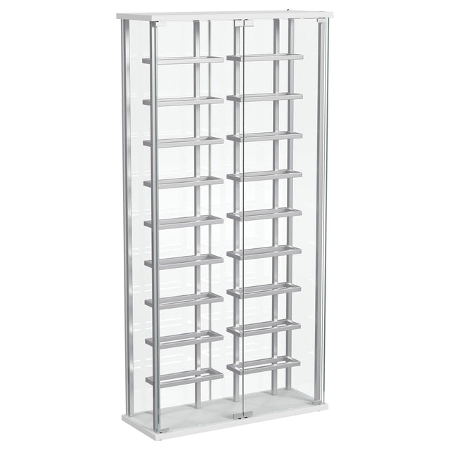 Montara Tempered Glass Wine Storage LED Curio Cabinet Chrome 182037 - Ella Furniture