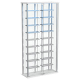 Montara Tempered Glass Wine Storage LED Curio Cabinet Chrome 182037 - Ella Furniture