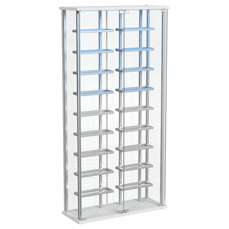 Montara Tempered Glass Wine Storage LED Curio Cabinet Chrome 182037 - Ella Furniture
